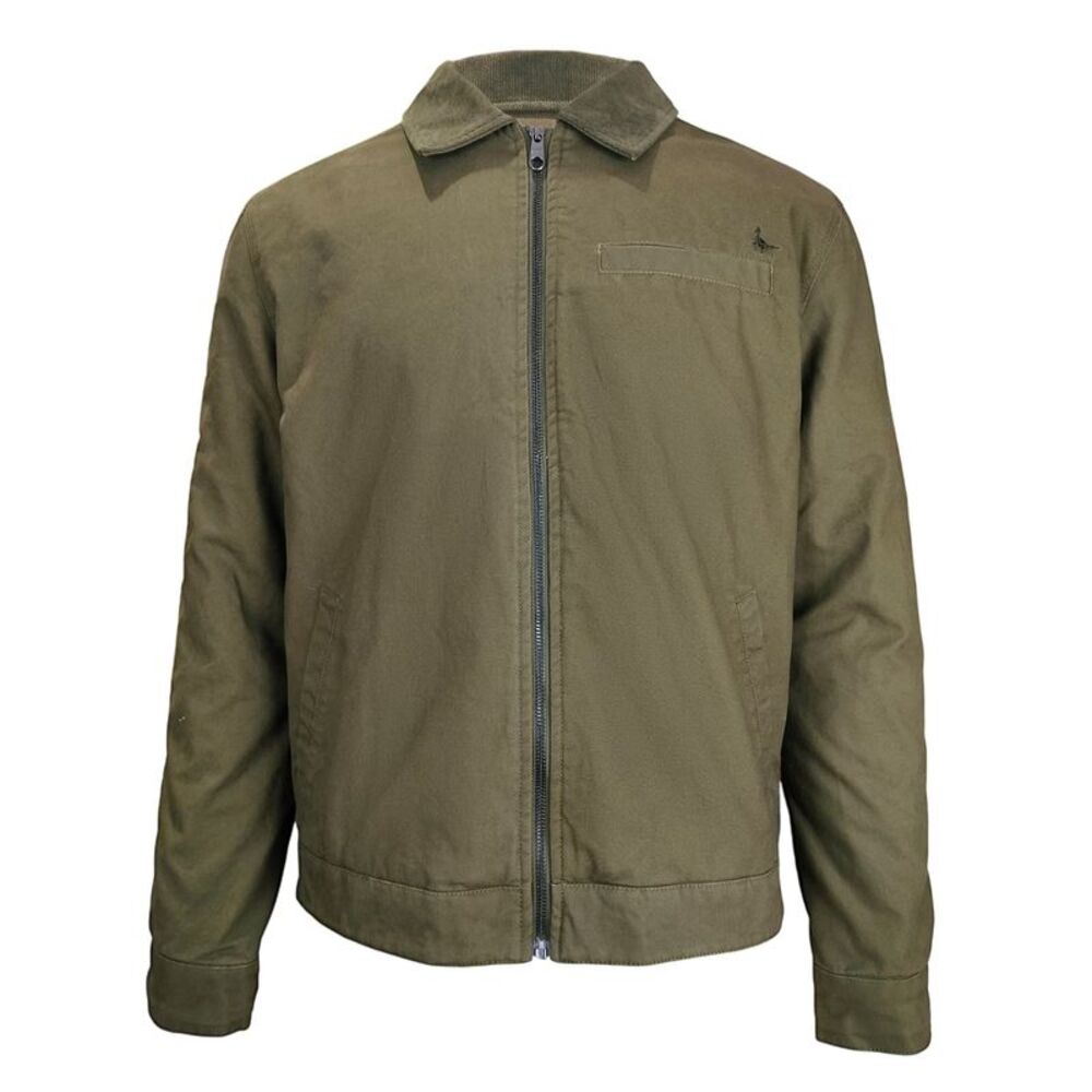 Jack Wills Mens Plain Collared Varsity Jacket / Olive